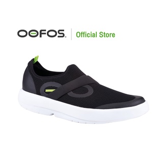 OOFOS OOMG Mens Low White &amp; Black (ขาว-ดำ) - รองเท้าแตะเพื่อสุขภาพ นุ่มสบายเท้าด้วยวัสดุอูโฟม บอกลาปัญหาสุขภาพเท้า