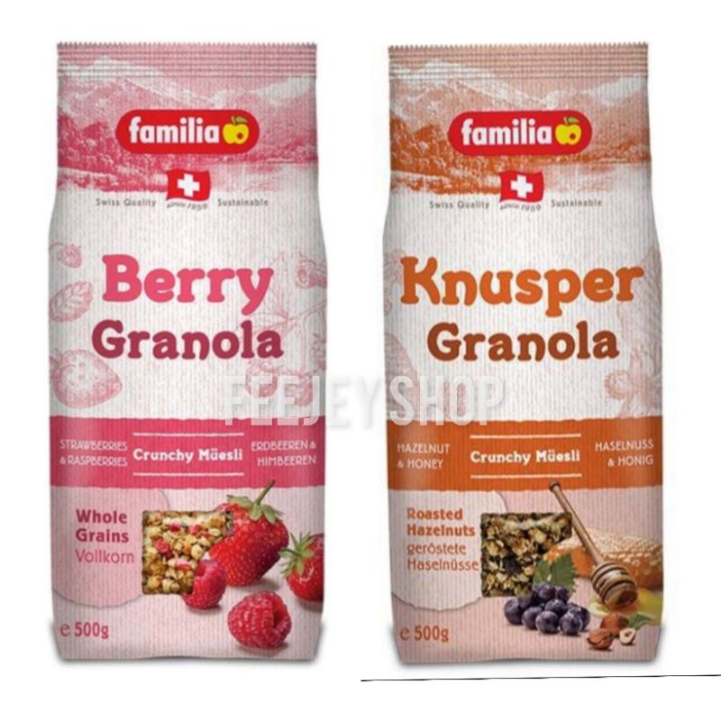 familia🍎Berry Granola🍓 แฟมิเลียเบอร์รีกลาโนล่า🫐  แฟมิเลียนุสเปอร์Knusper Granola🫐500กรัม ธัญพืชอบกรอ