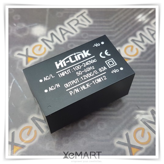 Hi-Link HLK-10M12 12V 830mA 10W - แหล่งจ่ายไฟ AC-DC ขนาดเล็ก 100-240V AC ถึง 12V DC PCB Mount