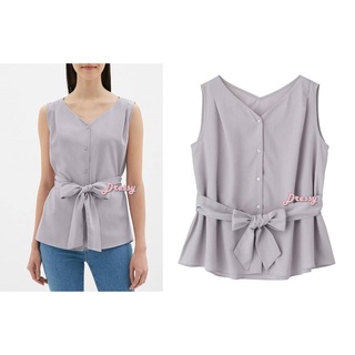 V-neck Sleeveless Top purple gray