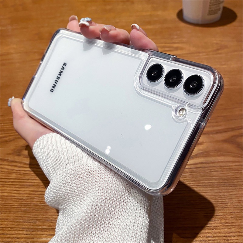 SAMSUNG สําหรับSamsung S24 FE S25 FE A17 A26 A36 A56 A16 A06 S24 Plus S23 FEหมายเหตุ20 Ultra A55 A15 A25 A35 A54 A14 A54 5GหรูหรากันกระแทกClear Hardกรณีโปร่งใส