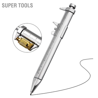 Super Tools เวอร์เนียคาลิปเปอร์ ปากกาลูกลื่น พลาสติก 0‐100 มม. ไม้บรรทัดวัด อเนกประสงค์ พร้อมไส้ปากกา 2 In 1