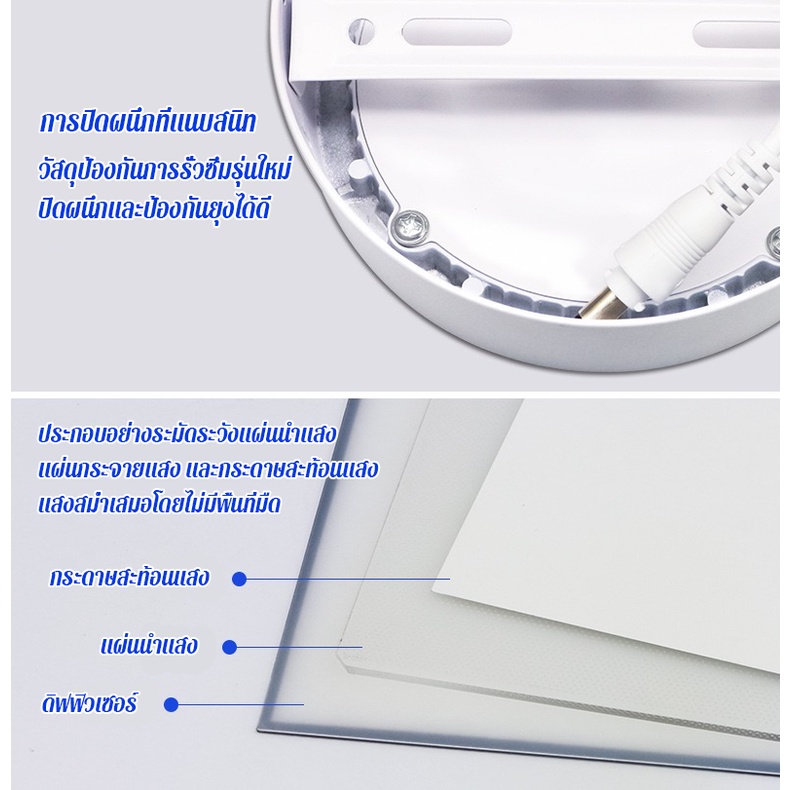 ONE STAR โคมไฟดาวน์ไลท์ LED แบบ ลอย ขนาด 12W 18W 24W กรอบสีน้ำตาลลายไม้ แสงสีขาว สีวอร์มไวท์ รูปทรงกลม - รูปที่ 6