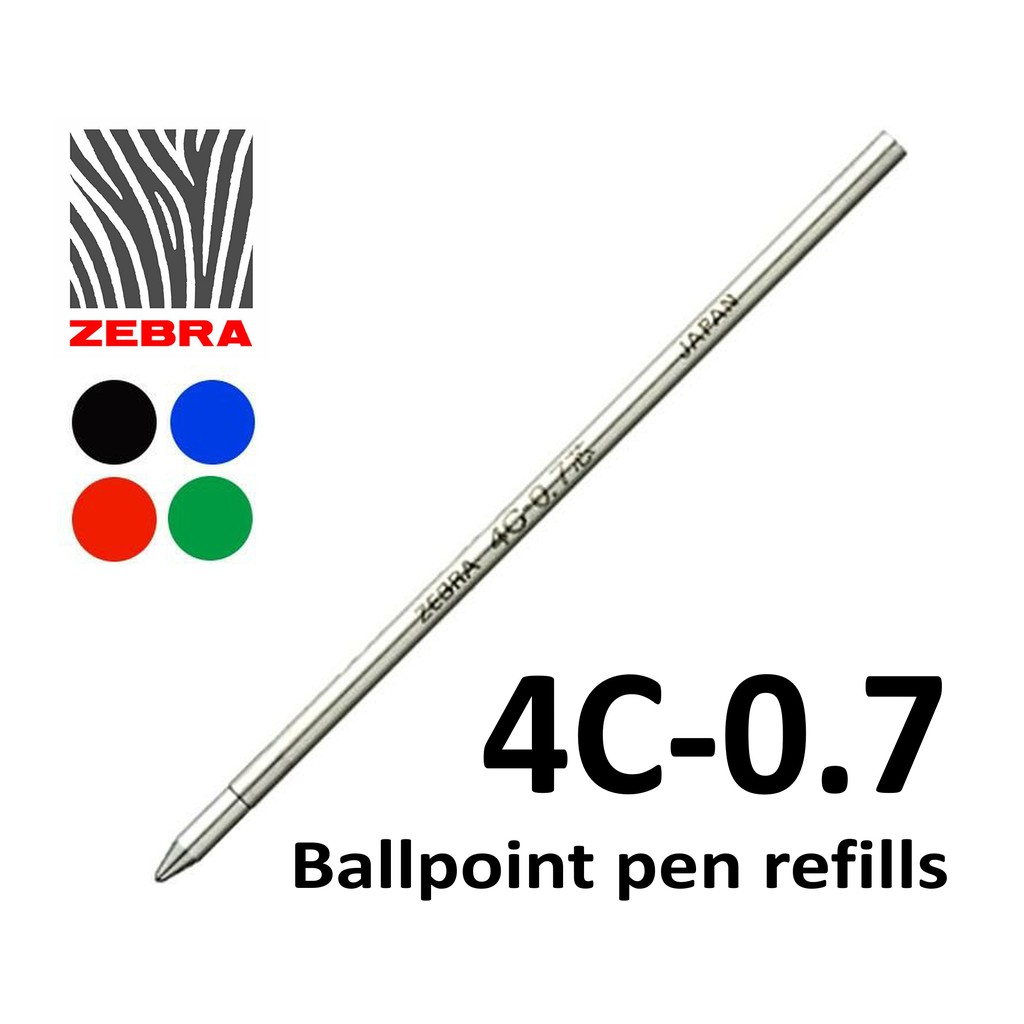ไส้ปากกา Zebra หมึกลูกลื่น  รุ่น 4C 0.7 (มี 4 สี)