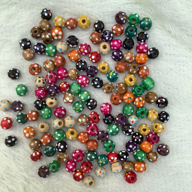 ลูกปัด ลูกปัดไม้ ลูกปัดกลม 8mm.