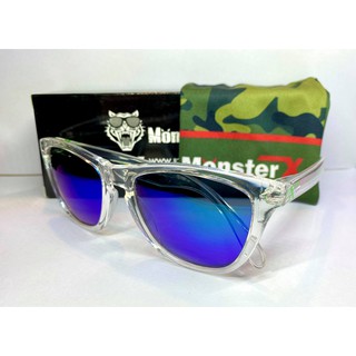 แว่นกันแดด MonsterX กรอบใส เลนส์สีเขียวฟ้า โพราไล X1