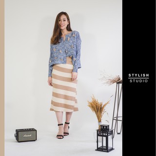 Stripe Knitted Skirt กระโปรง ผ้านิต ไหมพรม ลายทาง