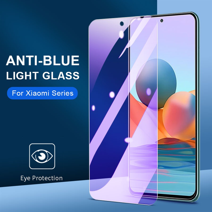 9H Anti สีม่วง Ray Light กระจกนิรภัยป้องกันหน้าจอสําหรับ Xiaomi Redmi Note 14 13 12 11 10 9 8 Pro 15