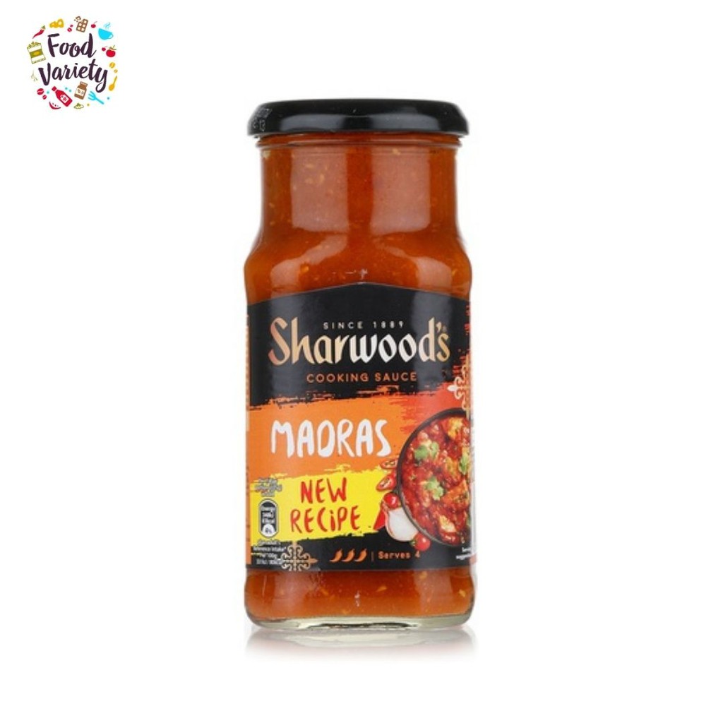 Sharwood's Indian Cooking Sauce for Madras 420g ชาร์วูดส์ ซอสทำอาหารอินเดียรสมัดราส 420 กรัม
