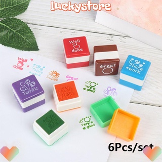 LUCKY 6pcs/set DIY Albums Encouraget Stamp Homework Correcting Reward Kids Teachers Supplies Scrapbooking Nice Work Kindergarten Stationery Very Good Praise Phrase