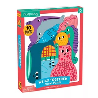 Mudpuppy - We Go Together : Ocean 10 pieces Shaped Puzzle จิ๊กซอว์รูปทรงสัตว์ต่างๆ สำหรับน้อง 3 ขวบ+ มีสินค้าพร้อมส่ง