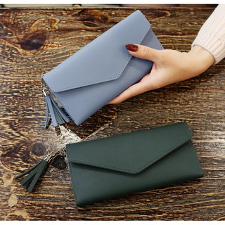 𝐆𝐈𝐂 กระเป๋าสตางค์ผู้หญิงใบยาว แฟชั่นอินเทรนด์ ห้อยพู่ โซ่หัว…