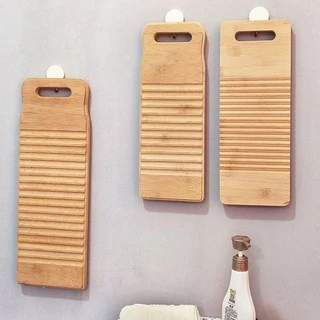 BACK2LIFEK Washboard ซักมือที่เป็นมิตรกับสิ่งแวดล้อม ไม้ไผ่กันลื่น กระดานซักผ้าที่ทนทานแบบพกพา