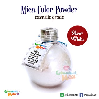 [พร้อมส่ง] สีไมก้า สีขาวประกายเงิน Silver White ขนาด 50 กรัม Mica Cosmetic grade สำหรับทำเครื่องสำอาง Chemicalmax