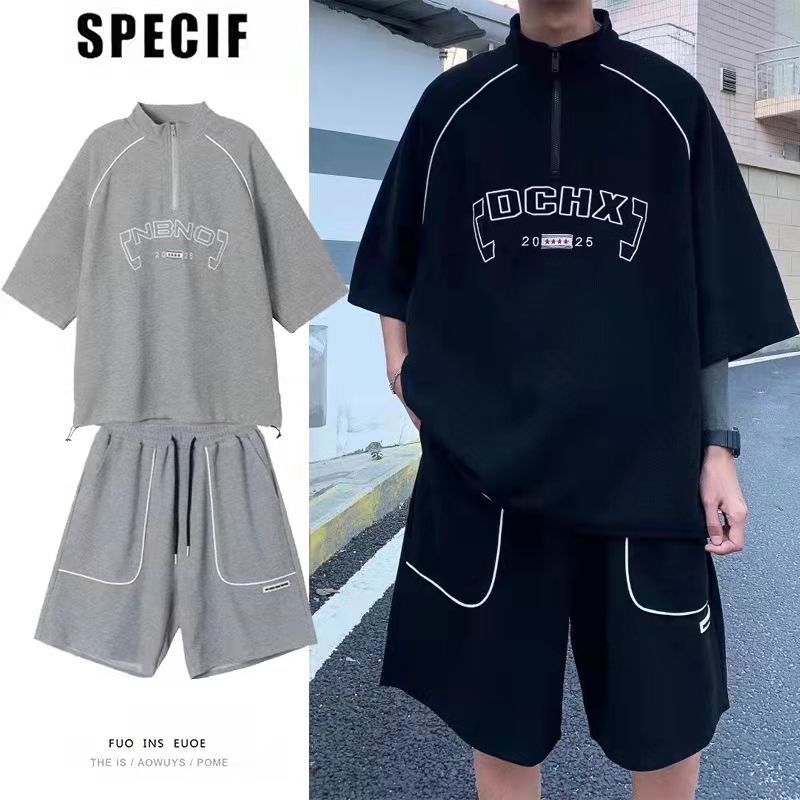 #fxob #เสื้อผ้ากีฬา #ผ้าฝ้ายโพลีเอสเตอร์ #กางเกงห้าส่วน #แขนห้าส่วน