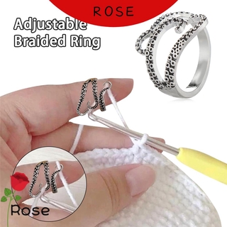 Rose แหวนถักโครเชต์ Diy รูปปลาหมึก ปรับได้