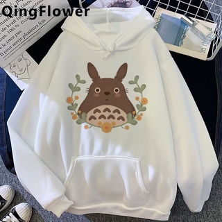 เสื้อฮู้ดดี้ แบบสวม พิมพ์ลายกราฟฟิค Totoro สไตล์เกาหลี ฮาราจูกุ สําหรับผู้หญิง