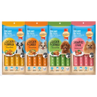 SmartHeart Creamy Dog Treats, ขนมสุนัข สมาร์ทฮาร์ท ครีมมี่ ด็อก ทรีทส์ ขนมหมาเลีย 4 รส