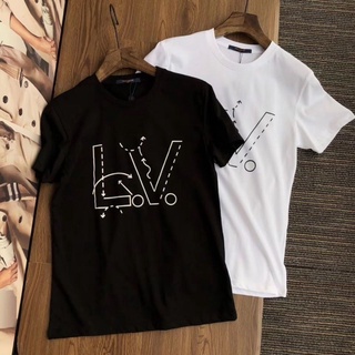 [100% Cotton]เสื้อยืดแขนสั้น ผ้าฝ้าย พิมพ์ลายตัวอักษร L1V + ป้ายลูกศร ขนาดใหญ่