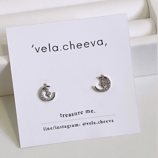 vela.cheeva : *silver925 / cz moon earring ต่างหูเงินแท้ ( mm )