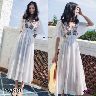 [10476] MaxiDress ชีฟองพิมพ์ลายโบฮีเมี่ยน