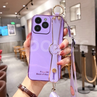 เคส For iPhone 14 Pro Max 14 Pro 14 Plus 14 6D สายรัดข้อมือเคสโทรศัพท์พร้อมสายคล้องไหล่แบบยาวกระเป๋าสะพายข้างพร้อมตัวป้องกันกล้อง