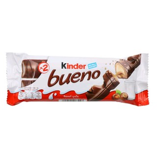 เวเฟอร์เคลือบช็อกโกแลตนมสอดไส้ครีมและเฮเซลนัทบด Kinder Bueno Wafer With Milk Chocolate &amp; Hazelnut 43g