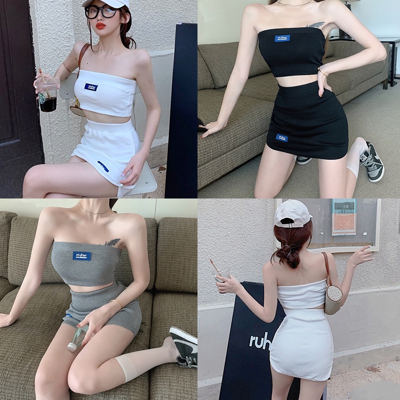 Individual Sets 103 บาท ชุึดSet 2 ชิ้น งานเซ็กซี่มากจ้า ชุดเซ็ตเสื้อเกาะอก+กระโปรงสั้น ชุดเข้าเซ็ตผู้หญิง แฟชั่นใหม่ พร้อมส่ง Women Clothes
