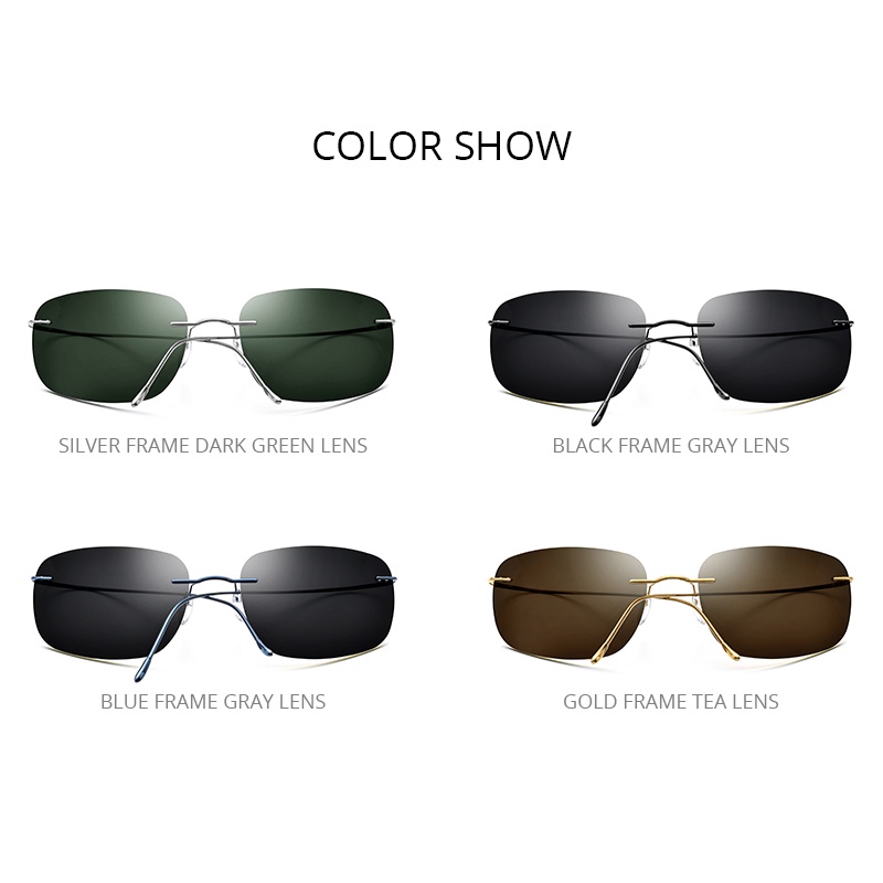 Fonex Titanium Rimless Sunglasses Men 2022 Ultralight Korean Frameless Screwless Square 