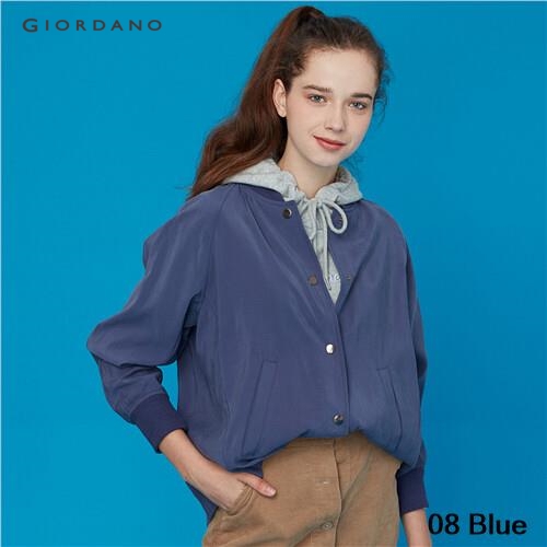 GIORDANO WOMEN Stand collar buttons closure bomber jacket 94379677