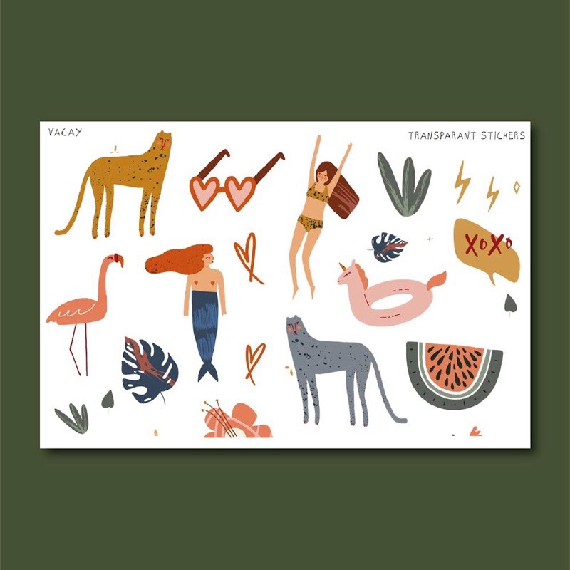 แผ่นสติ๊กเกอร์ใส Vacay
