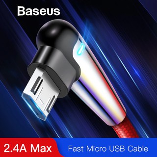 baseus 1 ม. micro usb สายเคเบิ้ลชาร์จเชื่อมต่อข้อมูลมีไฟ led