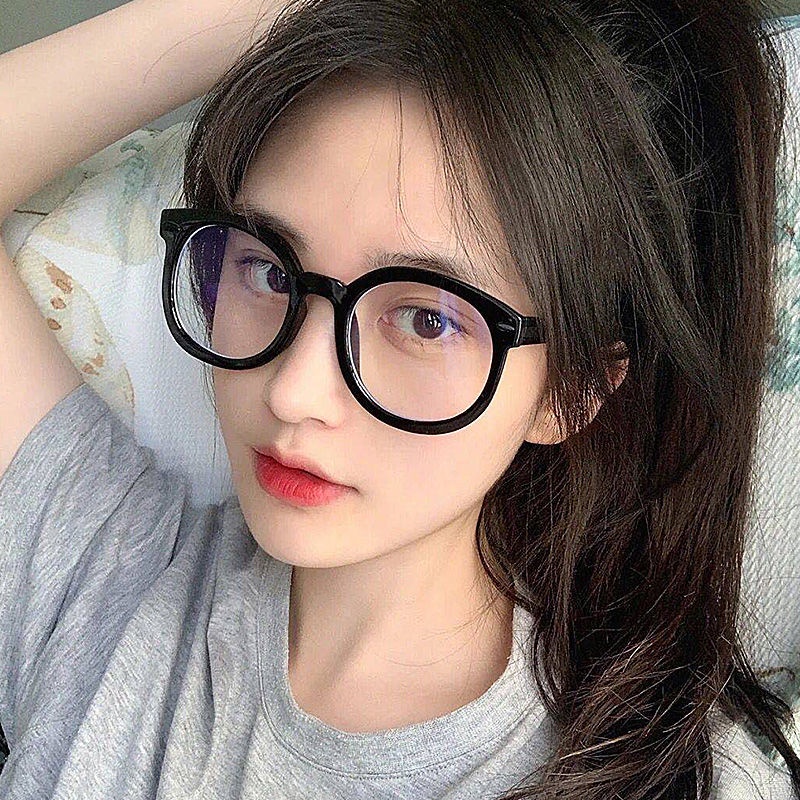 ปรากฏการณ์ เลนส์ กรอบสีดําแว่นตาหญิงกรอบใหญ่หน้าใหญ่รอบใบหน้าธรรมดาใบหน้าเครื่องมือที่มีประโยชน์สไตล