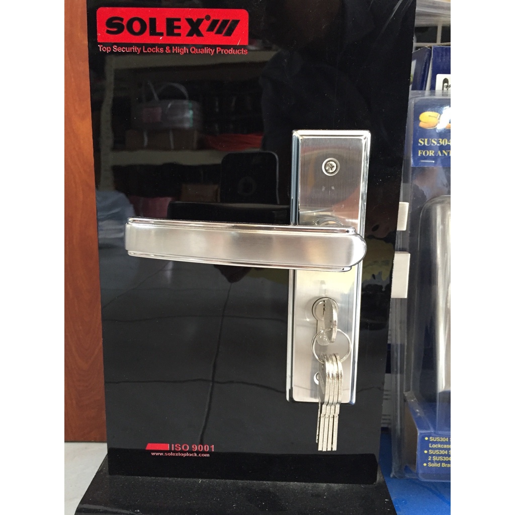 SOLEX ชุดมือจับสแตนเลส มือจับก้านโยก กุญแจเขาควาย  ระบบมอร์ทิสล็อค SUS304 รุ่น 4558 QHM02 (DE70SS)