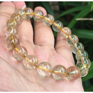 ‪#กำไลหินนำโชคไหมทอง Goid Rutilated Quartz ขนาด 10.5 มิล