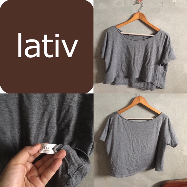 เสื้อครอปสีเทา lativ