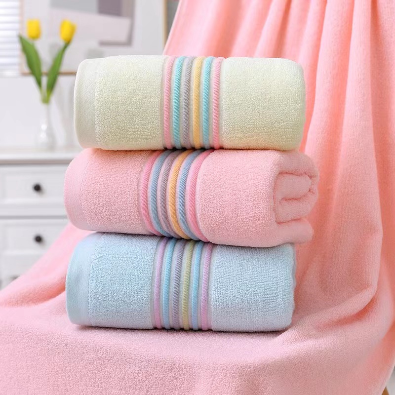 ผ้าขนหนู ผ้าเช็ดตัว Cotton แบบหนา ผ้าดี ขนาด 70*140.cm ดูดซับน้ำดี แพ็ค 6ผืน คละสี
