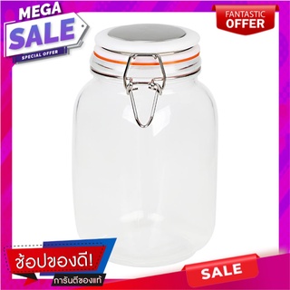 ขวดโหลแก้วกลม ไซส์ L ฝาสปริงสีขาว ขอบยางสีส้ม ขวดโหล GLASS CANISTER ROUND L WHITE