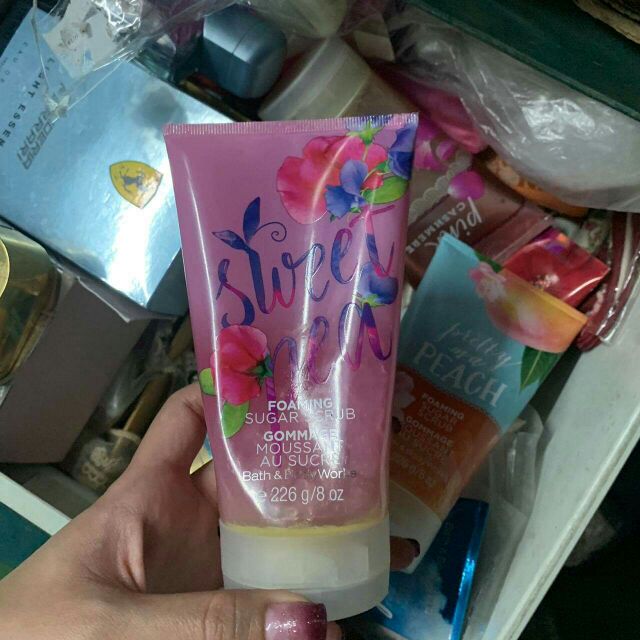 Bbw Bath And Body Works Sweet Pea Pretty Peach Foaming Sugar Scrub บอดี