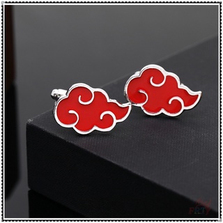 ♥ Naruto - Akatsuki Red Cloud Cufflink ♥ กระดุมแขนเสื้อเชิ้ต ลายการ์ตูนอนิเมะ แฟชั่นสําหรับผู้ชาย จํานวน 2 ชิ้น ต่อคู่