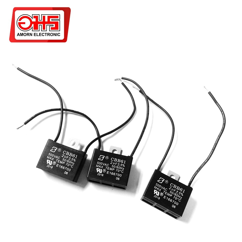 คาปาซิเตอร์พัดลม 2UF-500V เหลี่ยมสีดำ อะไหล่พัดลม อมร