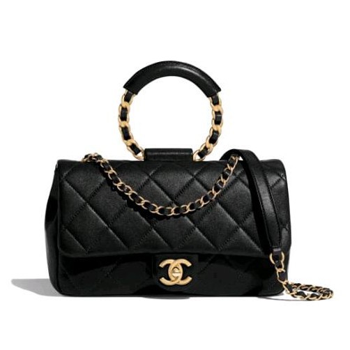 ต้นฉบับ 100%SEVENADY Chanel ซื้อของแท้จากยุโรป กระเป๋าถือสุภาพสตรีแหวน AS1358