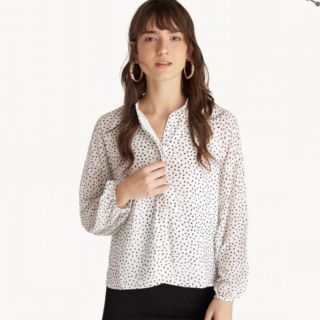 เสื้อ Semi Sheer Square Print Shirt จาก Pomelo