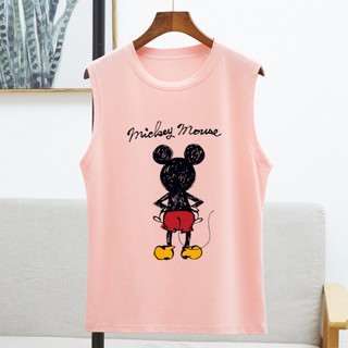 ฤดูร้อน  รุ่นล่าสุด  Mickey  ภาพการ์ตูน  หลวม  เสื้อแขนกุด  8สี  S~3XL