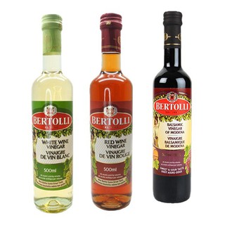 แท้ Bertolli Vinegar 500 ml. เบอร์ทอลลี่ น้ำส้มสายชูจากไวน์ขาว ไวน์แดง และ Balsamic