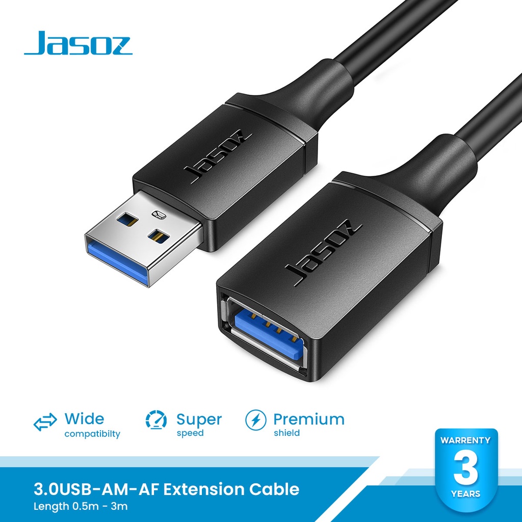Jasoz สายต่อ USB 3.0 Extension Cable ตัวช่วยต่อความยาวสาย 0.5เมตร - 3เมตร