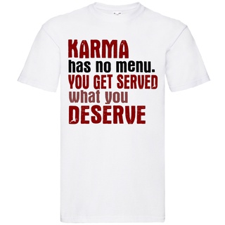 เสื้อยืด พิมพ์ลาย Karma Has No U น่ารัก สําหรับผู้ชาย