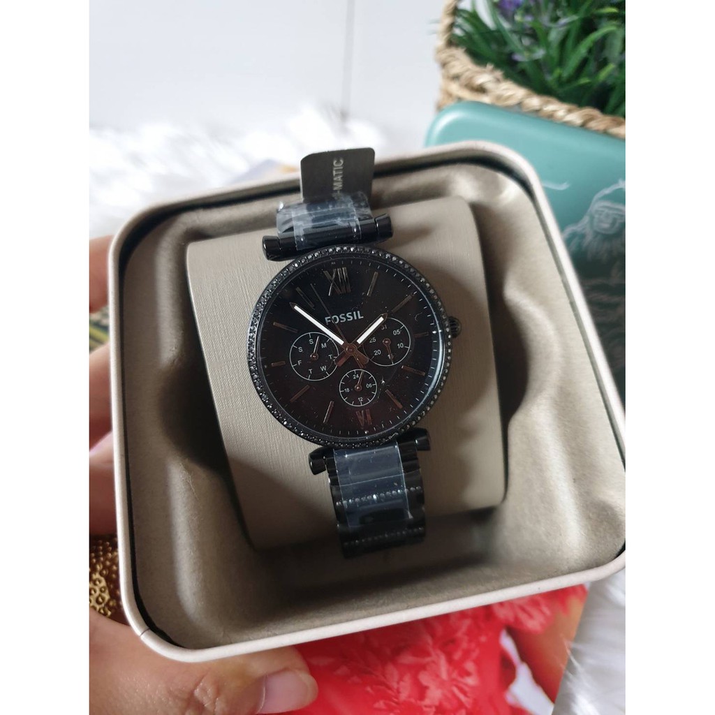 นาฬิกาผู้หญิง FOSSIL Carlie Multifunction Black Stainless Steel  Watch รุ่น ES4543