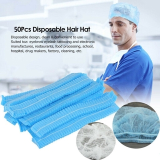 หมวกตัวหนอน หมวกคลุมผม 50 ชิ้น ตรา นางพยาบาล Nurse Bouffant Cap 50 PCS