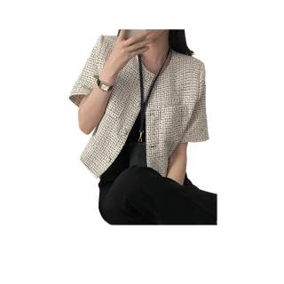 Suxi เสื้อแจ็กเก็ตแขนสั้น น้ําหนักเบา สไตล์เกาหลี ฝรั่งเศส สําหรับผู้หญิง